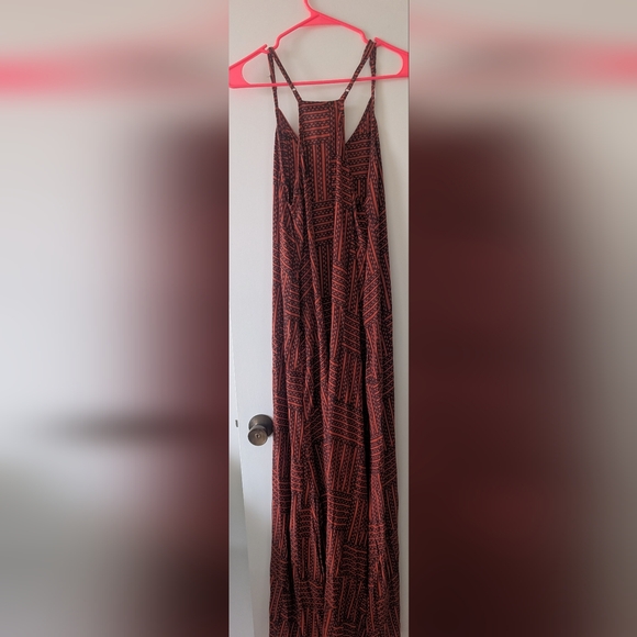 Manaola Geometric Red and Black Maxi Dress - Picture 2 of 5